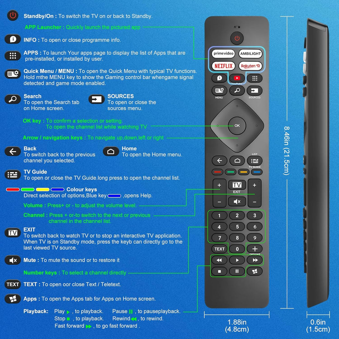 für Fernbedienung-Philips-Fernseher, Universal für Alle Philips Fernbedienung Smart TV, mit Ambiligh