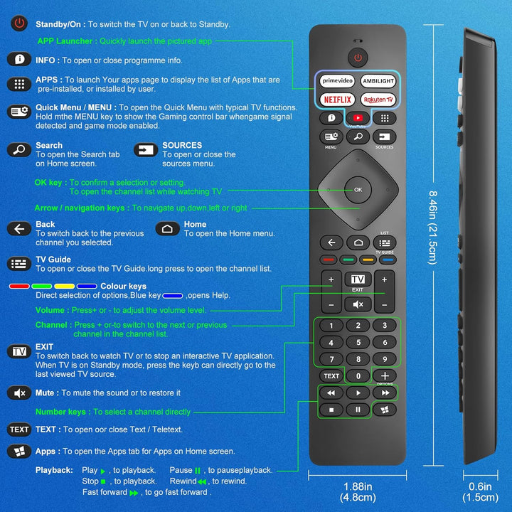 für Fernbedienung-Philips-Fernseher, Universal für Alle Philips Fernbedienung Smart TV, mit Ambiligh