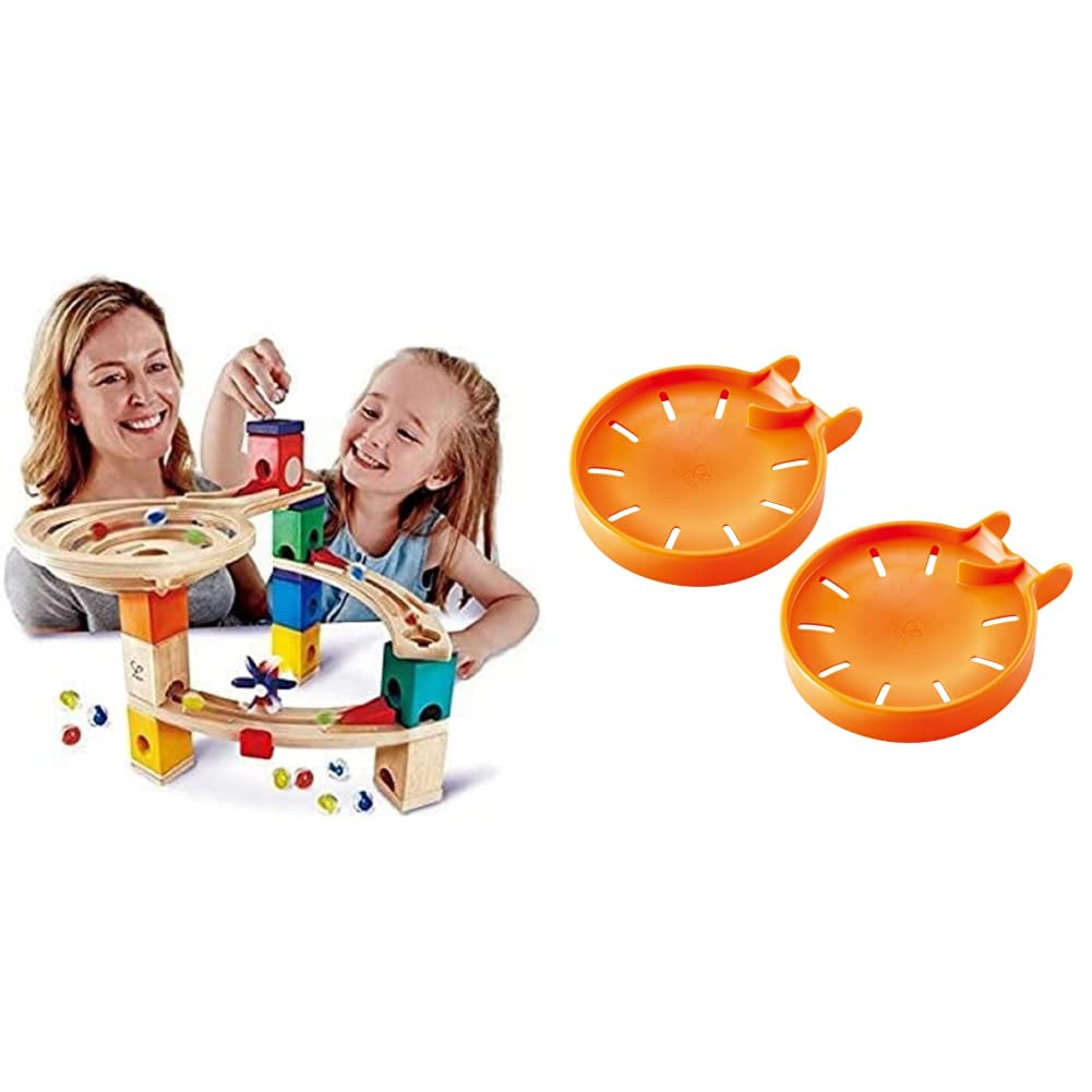 Hape E6021 Starter Set Quadrilla, Kugelbahn mit 27 Bauteilen aus Holz und 30 Murmeln, ab 4 Jahren &