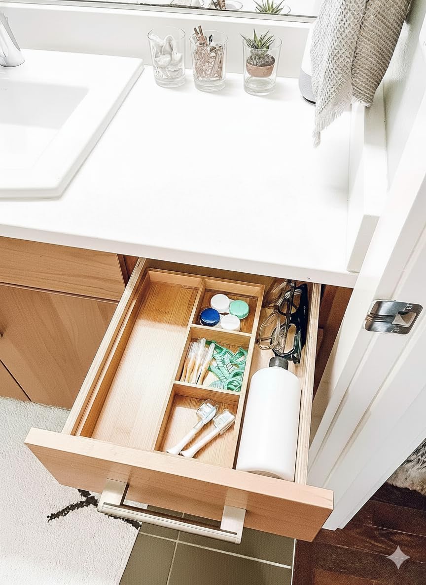 Lipper International 824 Organizer-Tablett aus Bambusholz, 4 Fächer, 29,5 x 20,3 x 4,5 cm, Bambushol