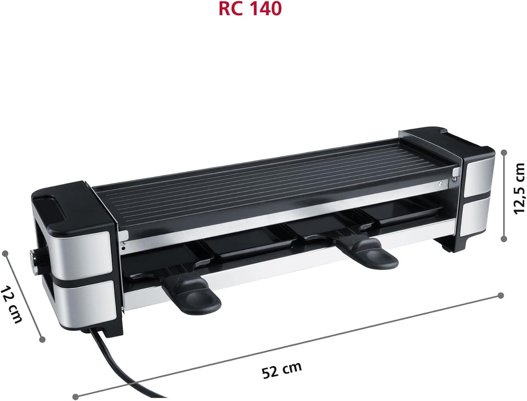 Steba RC 140 Guss-Raclette – PFAS-freie keramikbeschichtete Grillplatte, wendbar, 4 antihaft Pfännch