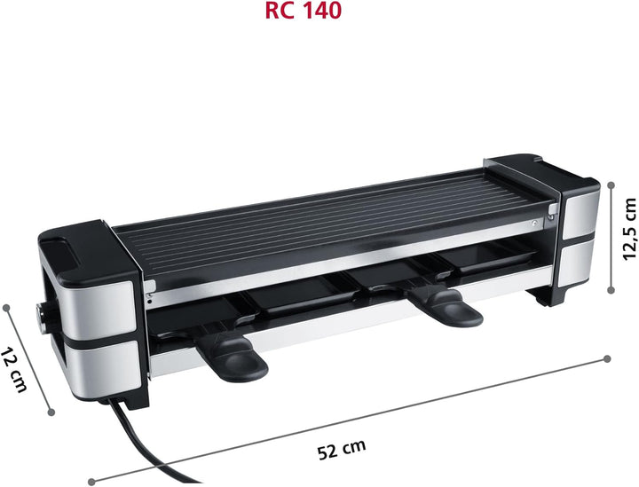 Steba RC 140 Guss-Raclette – PFAS-freie keramikbeschichtete Grillplatte, wendbar, 4 antihaft Pfännch