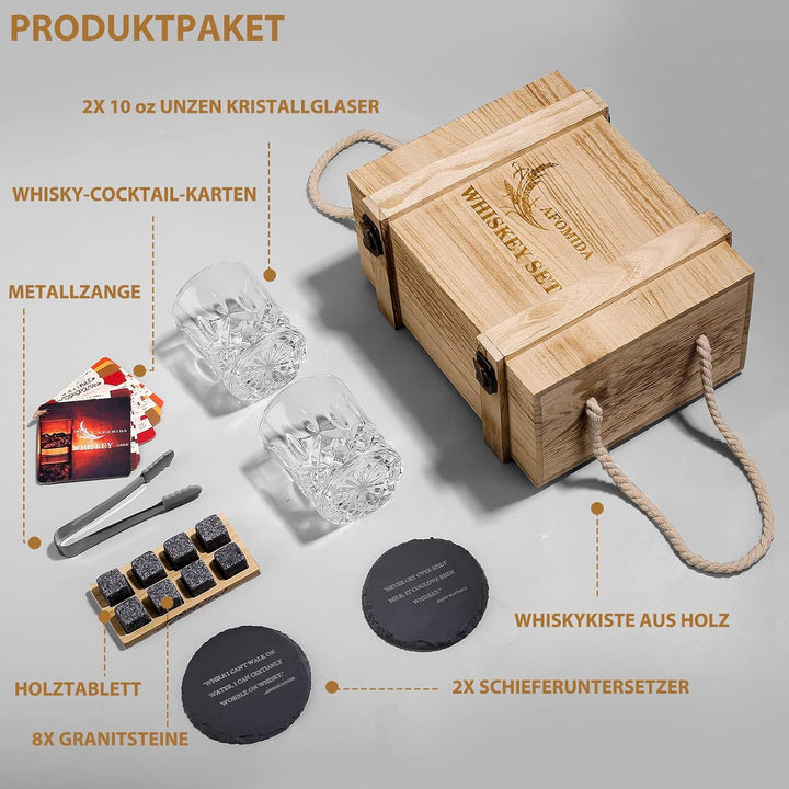 Whisky Glas und Stein Set Geschenk für Männer Ehemann Papa Freund Geburtstag Weihnachten Vatertag Be