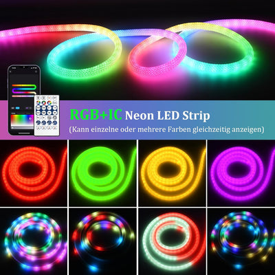 Bluetooth USB RGBIC Neon LED Strip Seil 3m, LED Streifen Neon Outdoor Dimmbar Led Lichtschlauch Led