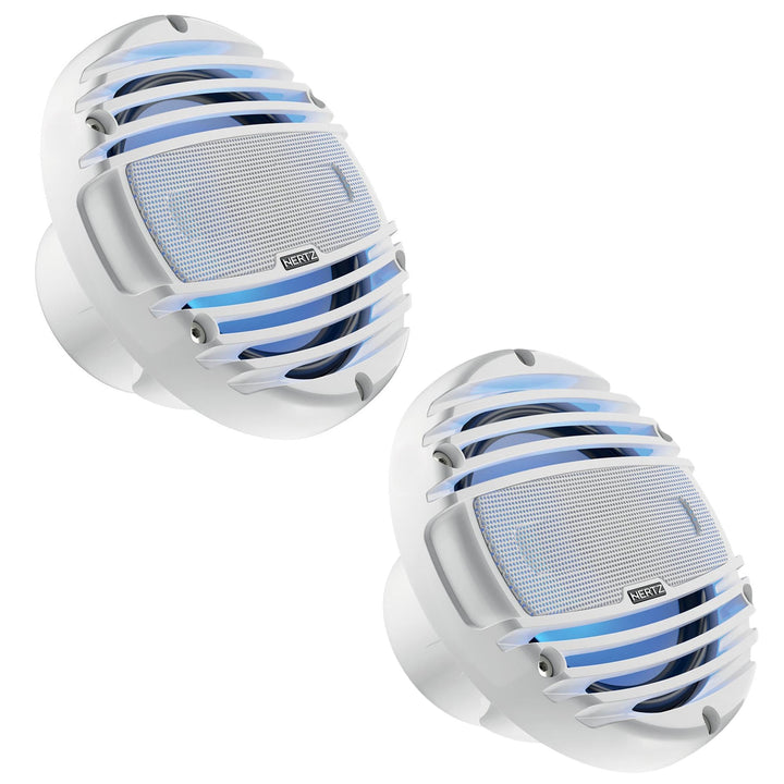 Hertz HMX 6.5 LD-TW – 165-mm Marine-Koaxiallautsprecher-Paar weiss mit integrierter RGB-LED-Beleucht