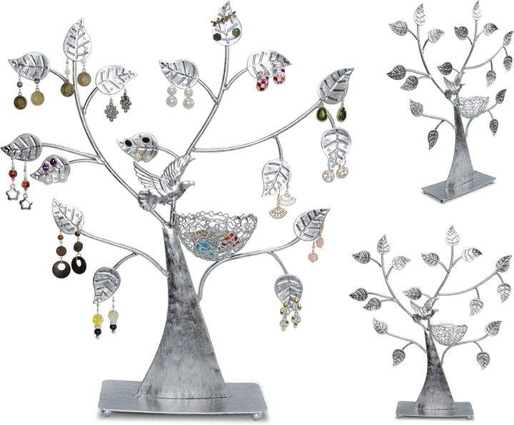 LAUBLUST Schmuckständer im Schmuckbaum Design - ca. 43x39x8 cm, Silbern - Dekorativer Metall Schmuck