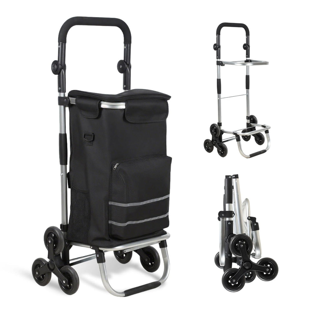 Einkaufstrolley Treppensteiger mit Kühlfach | 50kg Traglast & Grosses Volumen | 3-Rad-Treppensystem,