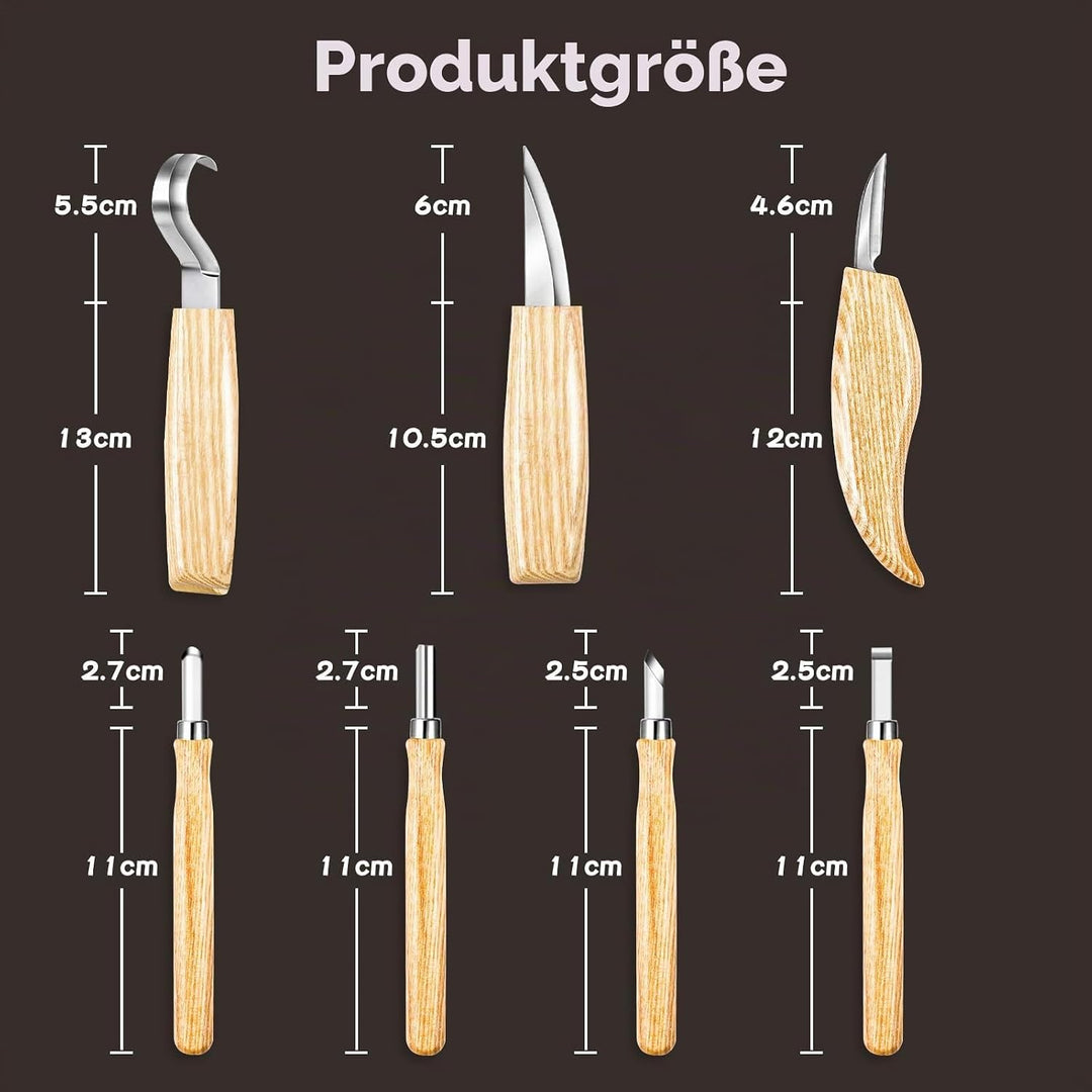 HOMCA Holz Schnitzwerkzeug Set, 23 in 1 Schnitzset mit 7 Schnitzmesser für Kinder&amp;Erwachsene, Holzwe