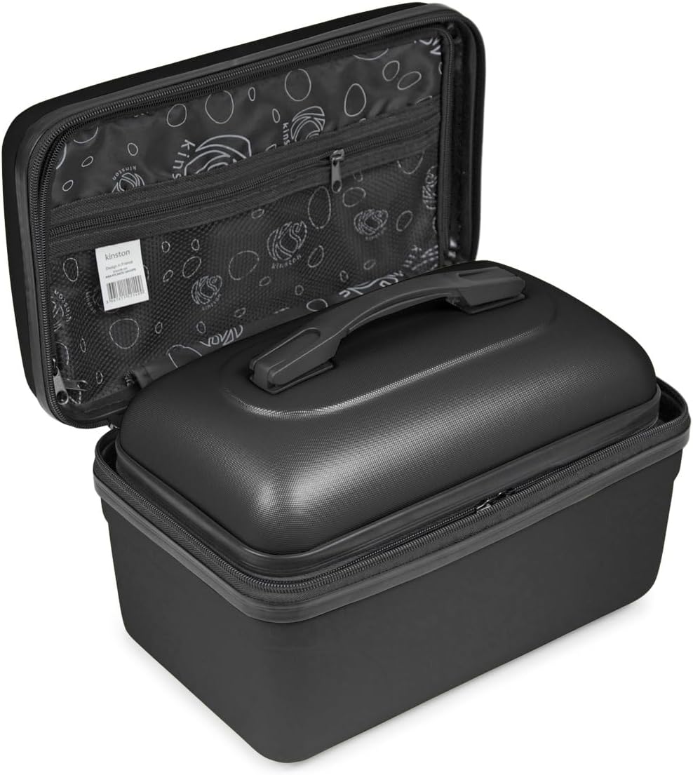 2er-Set Grosse starre Waschtisch-ABS-Schale - Kulturbeutel/Make-up-Etui 35 cm Schwarz, Schwarz