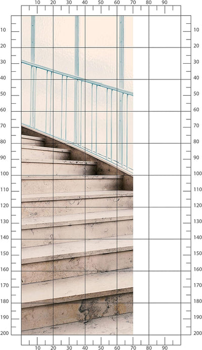 wandmotiv24 Türtapete Natur-stein Treppe mit Geländer, Steine 70 x 200cm (B x H) - Dekorfolie selbst