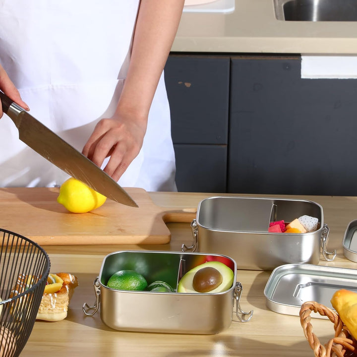 Lunchbox Kinder Bento Box, Brotdose mit Fächern, Robust und Auslaufsicher Brotzeitbox für Kinder Erw