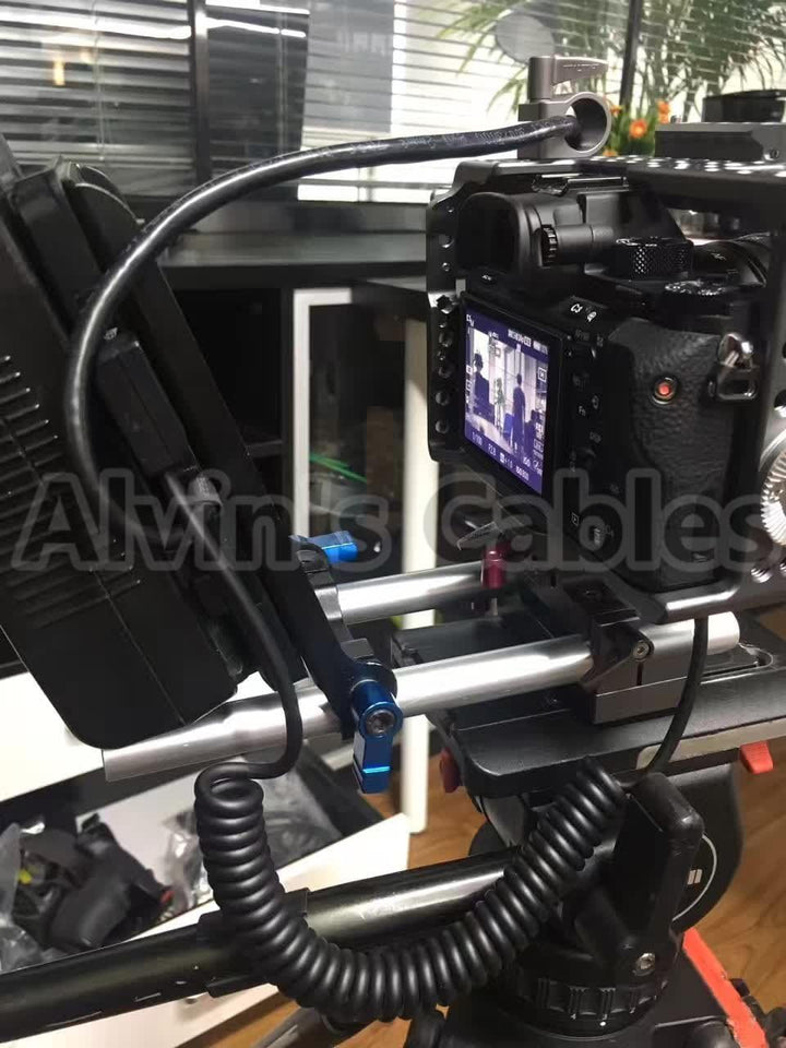 Alvin's Cables Sony A7 Dummy Akku zu D-Tap Kabel für Sony A7R A7S A7II NEX Serie Spiralkabel, Spiral