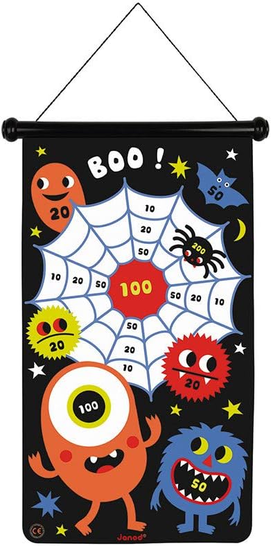 Janod - Magnetisches Dartspiel mit Monster-Motiv, doppelseitig, Geschicklichkeitsspiel, zum Erlernen