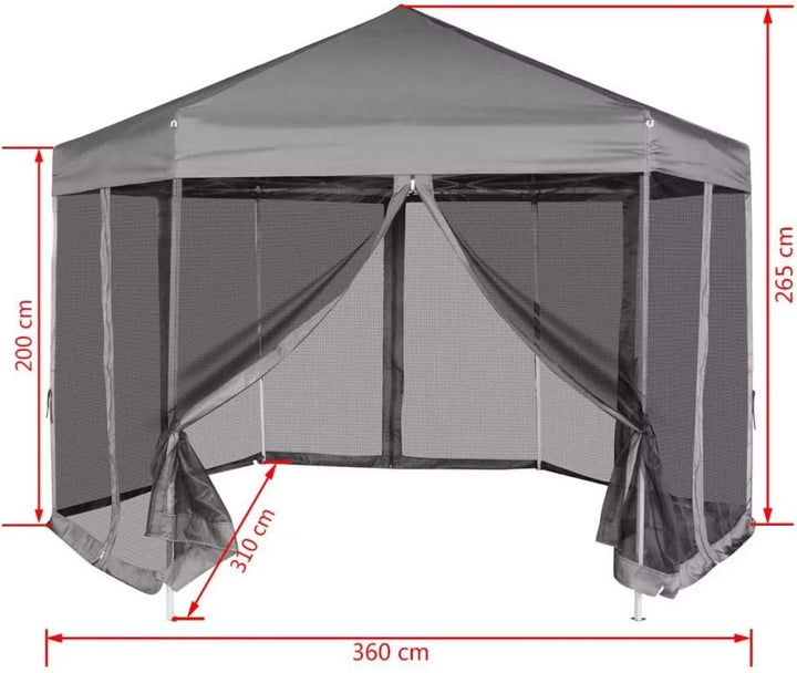 tidyard Sechseckiges Partyzelt Pop-Up Festzelt Faltbar Gartenzelt Garten Pavillon 3,6 x 3,1 m Faltpa