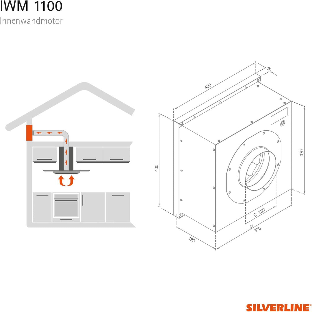 SILVERLINE IWM 1100 Innenwandmotor Externer/Dunstabzugshaubenzubehör