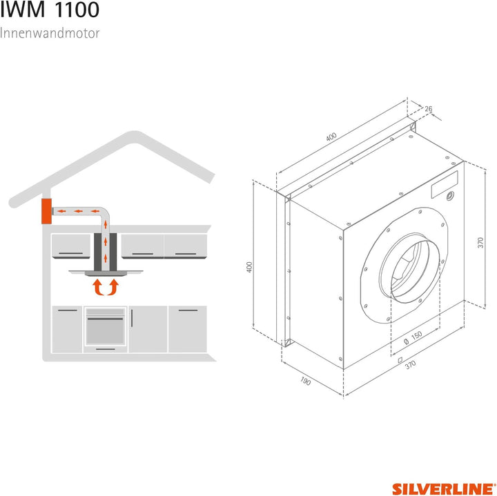 SILVERLINE IWM 1100 Innenwandmotor Externer/Dunstabzugshaubenzubehör