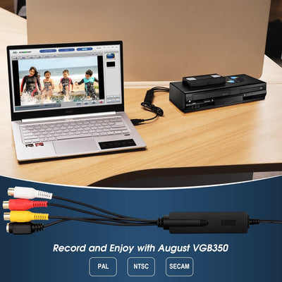 USB Video Grabber – August VGB350 Konverter mit Composite und S-Video Anschluss zum Digitalisieren v