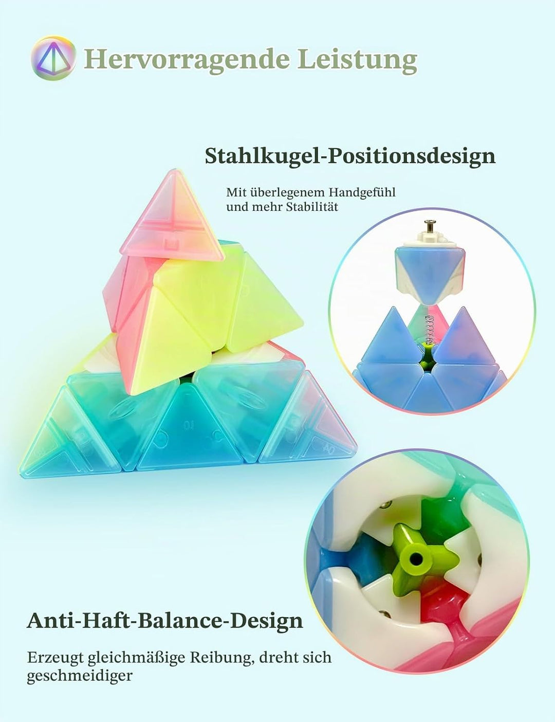 ROXENDA Zauberwürfel Set - 2X2 3X3 4X4 Pyramide Speed Würfel Set mit Würfel Tutorial für Kinder und