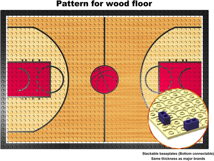 Nicolababe Baustein Bildungsspielzeug - Basketballplatz Grundplatten und Sätze von 2 Basketballständ