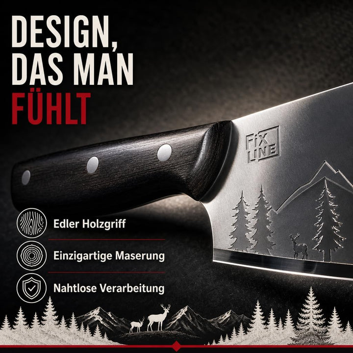 FIXLINE® Santoku Messer 18cm BLACK FOREST EDITON - Stark &amp; präzise - Profi-Küchenmesser für Gemüse &amp;