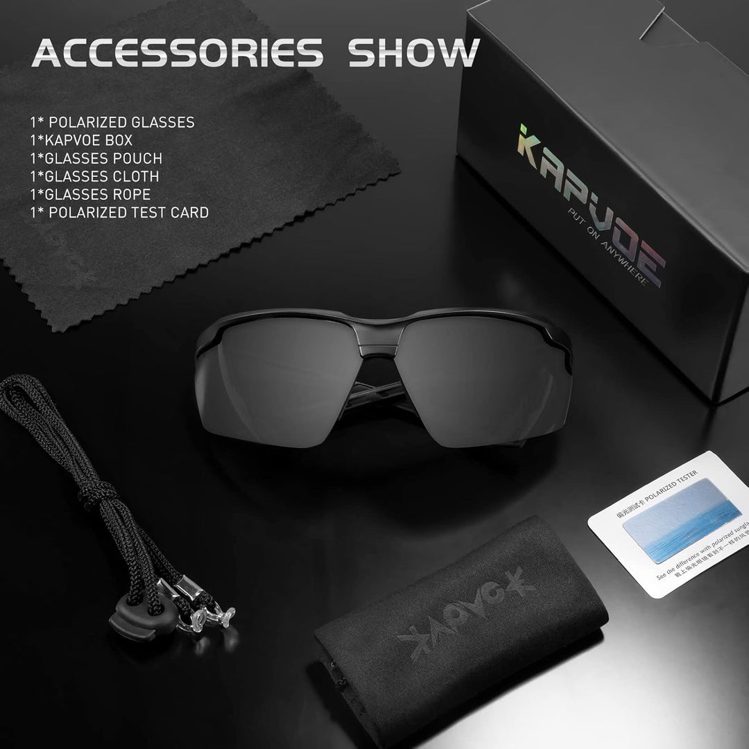 KAPVOE Fahrradbrille Polarisiert Sonnenbrille Sportbrille MTB Brille Radbrille Herren Damen Rennrad