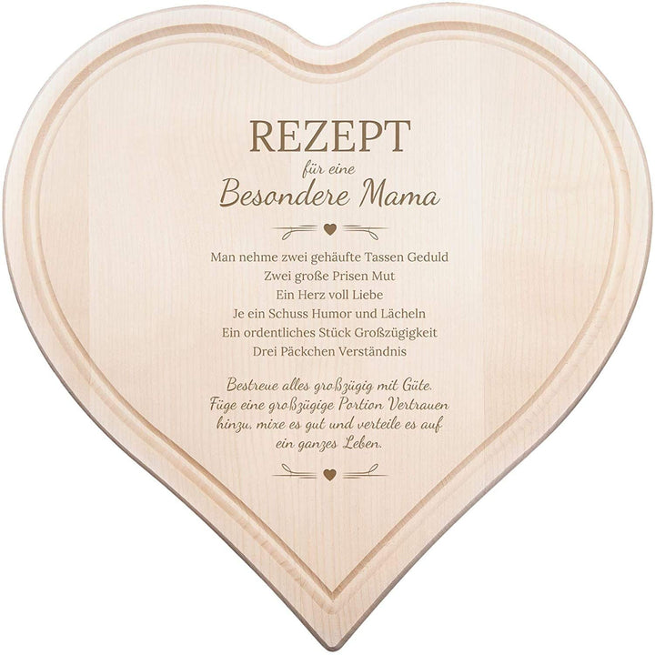 Herz Schneidebrett mit Gravur für Mama, Holz Frühstücksbrett, Muttertagsgeschenk, Schneidebretter, F