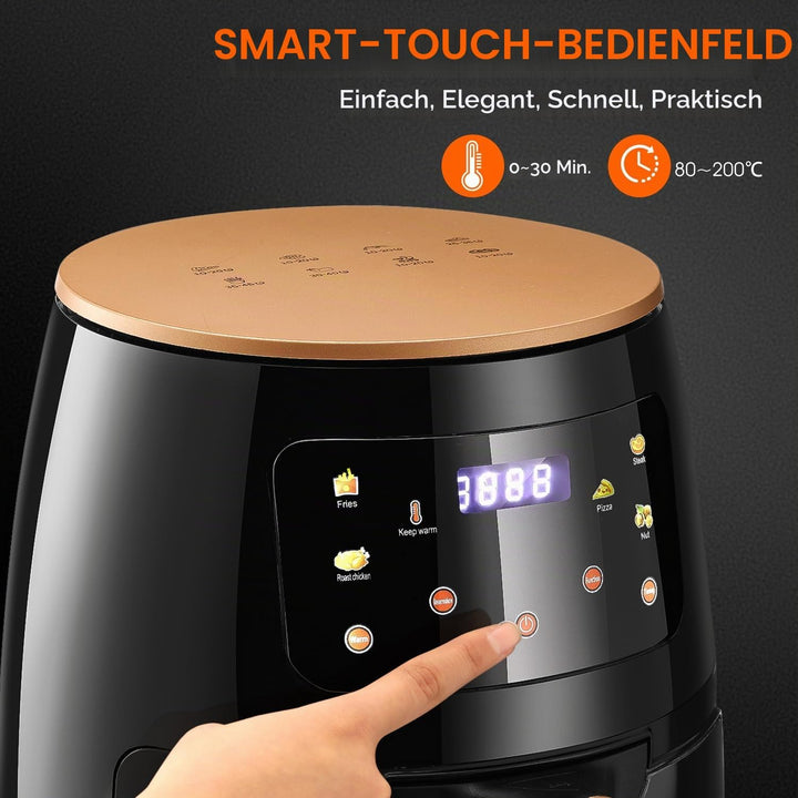 Heissluftfritteuse Mit 5L Kapazität 80-200° Temperaturbereich Einfache Reinigung Touch-Steuerung Spü