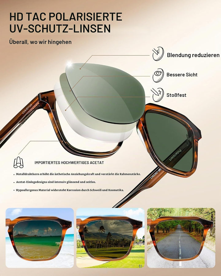 CARFIA Kleine Sonnenbrille Herren Polarisierte Fahrenbrille mit UV-Schutz für Schmale Gesichter/Juge