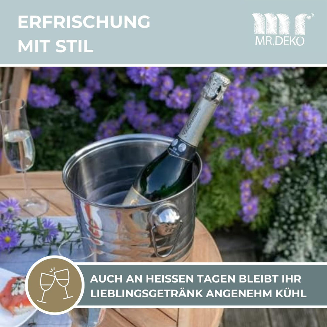 MR. DEKO Champagnerkühler für Strandkörbe - Sekt - Behälter - Kühler - Edel - EIS - Accessoire - Gar