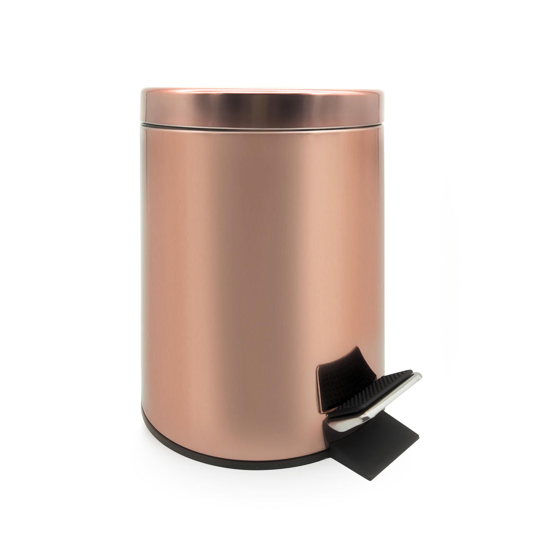 Kosmetikeimer 3 Liter in Kupfer für Badezimmer | Glänzende Oberfläche | Masse: 26 x 17 cm | Treteime