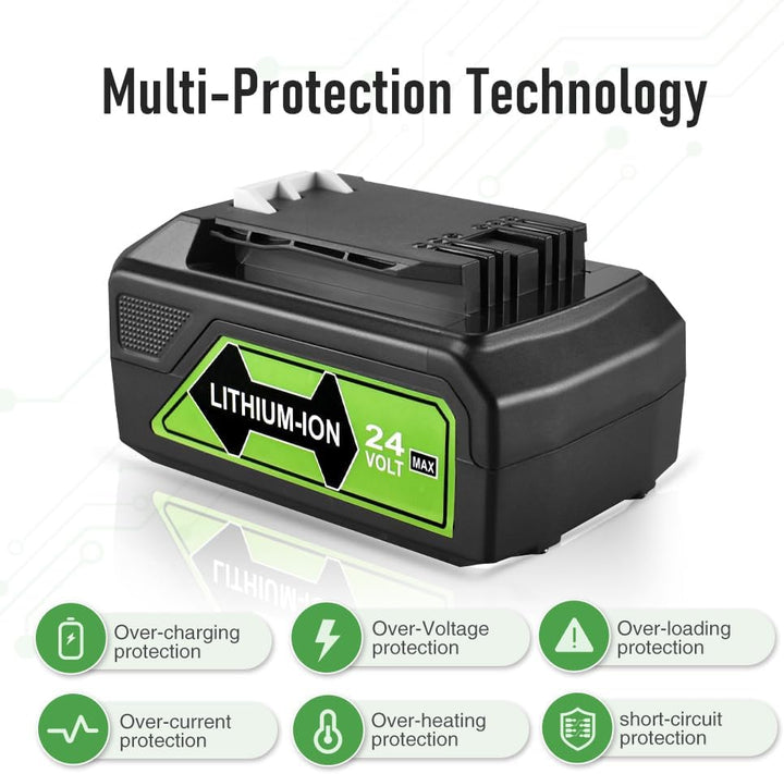 aunstarwei 24V 4.0Ah Ersatzakku für Greenworks 24V Akku 29842 29852 BAG708 BAG711 Kompatibel mit Gre