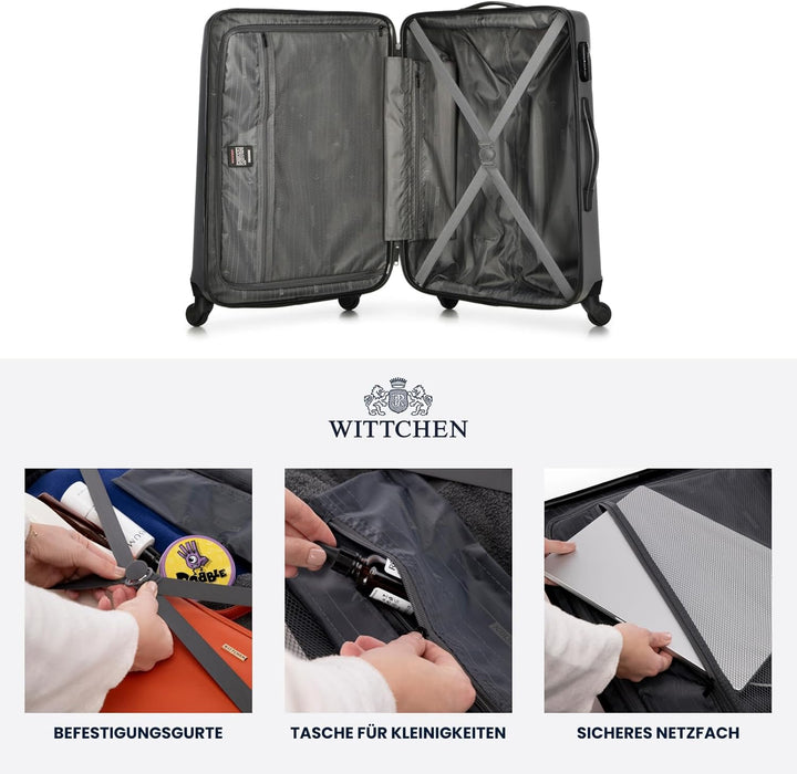 WITTCHEN Mittlerer Koffer Trolley Koffer Reisekoffer aus ABS Hartschalen Trolley 4 Rollen Kombinatio