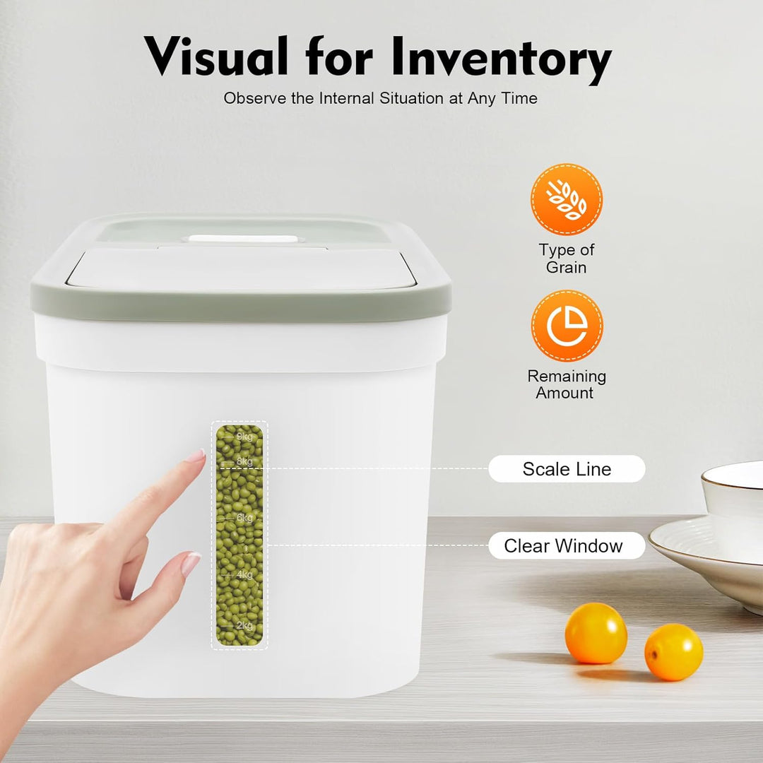 10kg Vorratsbehälter Reisspender Mehlbehälter luftdicht gross mit Messbecher für Reis Getreide Tiern