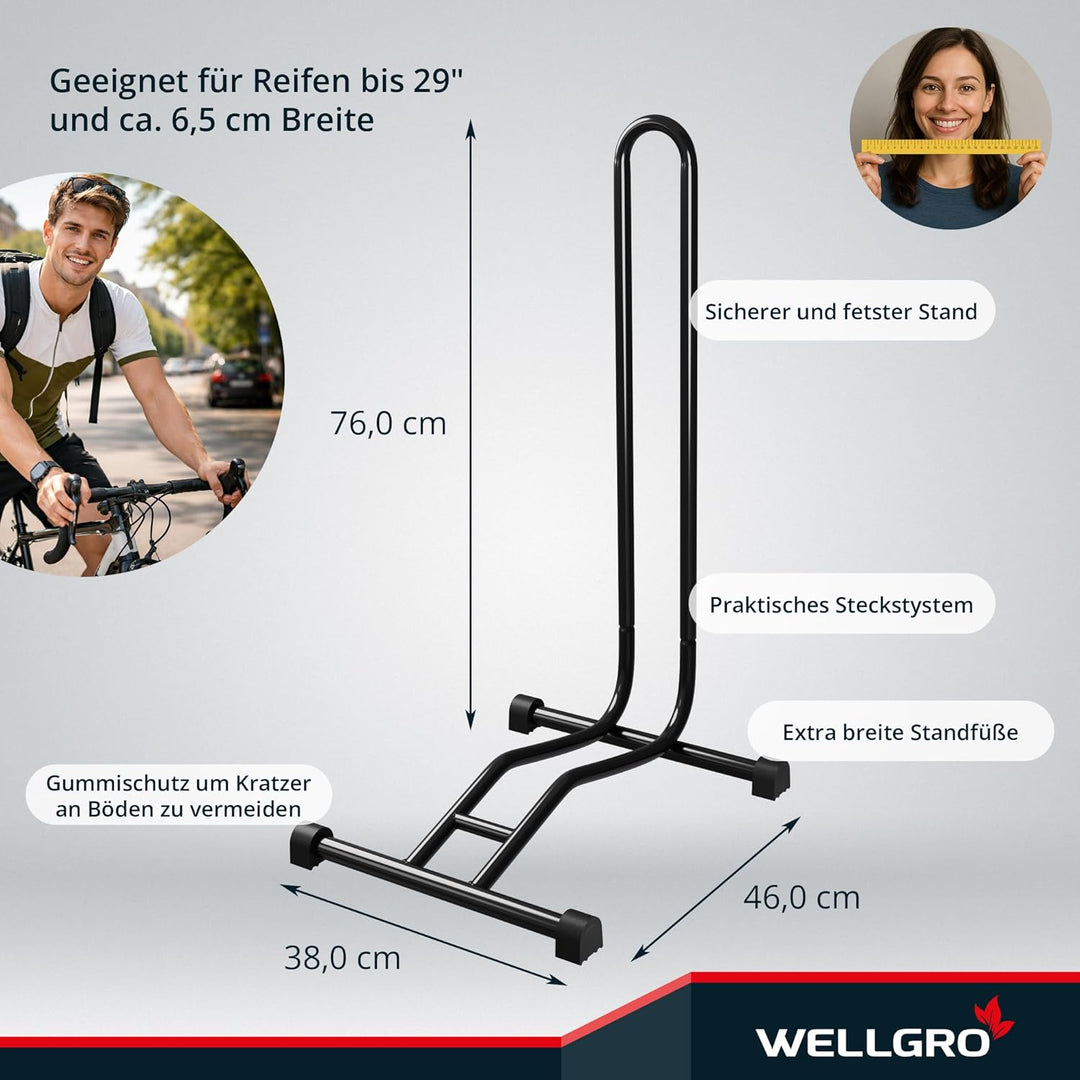 2 x WELLGRO® Fahrradständer - Stahl, sicherer Stand - Farbe