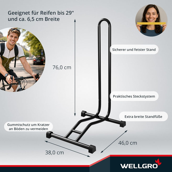 2 x WELLGRO® Fahrradständer - Stahl, sicherer Stand - Farbe