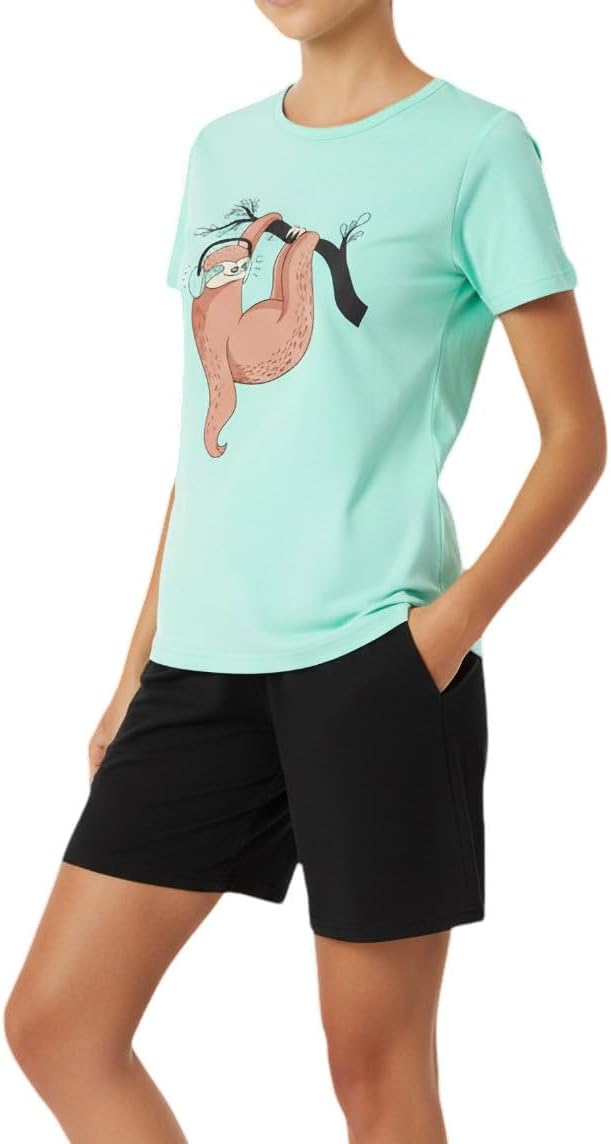 Mädchen Schlafanzug kurz, weicher Single-Jersey aus 100% Baumwolle und Hose in Bermuda Form, mit Mot