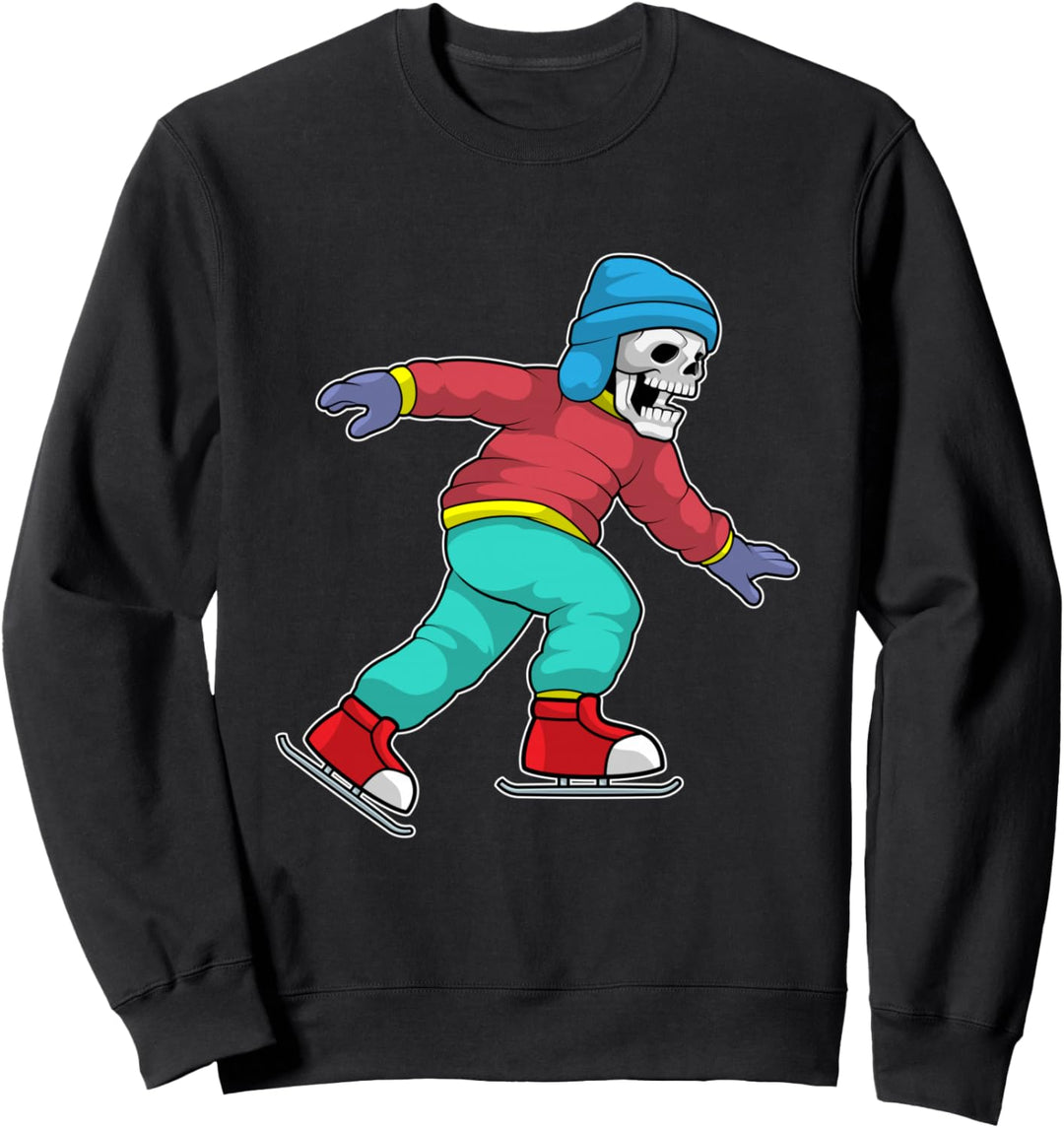 Skelett Eislaufen Schlittschuhe Wintersport Sweatshirt
