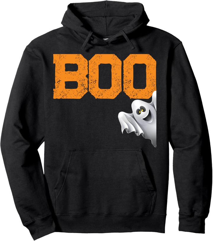 Cool Boo with silly ghost distressed style Halloween Pullover Hoodie