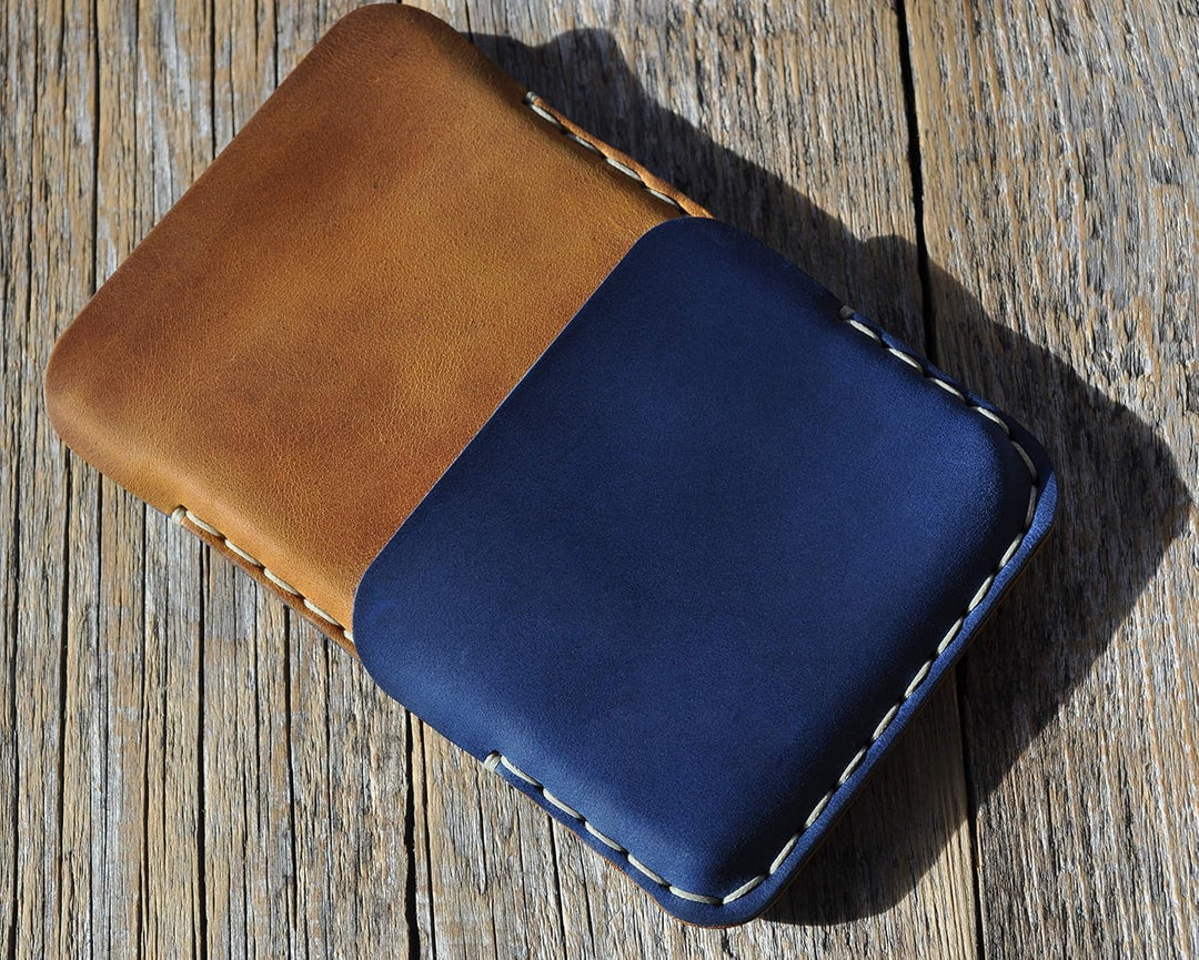 Leder Tasche für Microsoft Surface Duo 2 (für nacktes Duo 2 ohne Bumper, Blau - braun)
