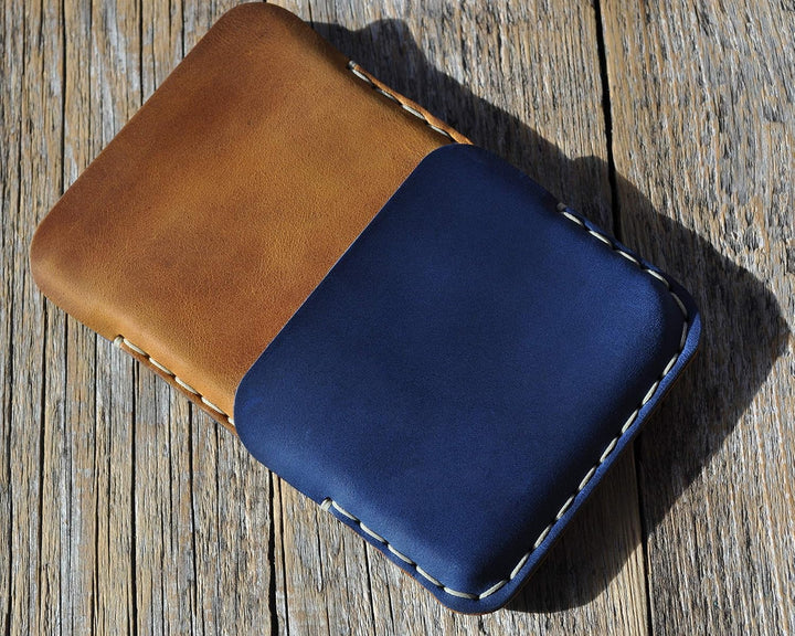 Leder Tasche für Microsoft Surface Duo 2 (für nacktes Duo 2 ohne Bumper, Blau - braun)