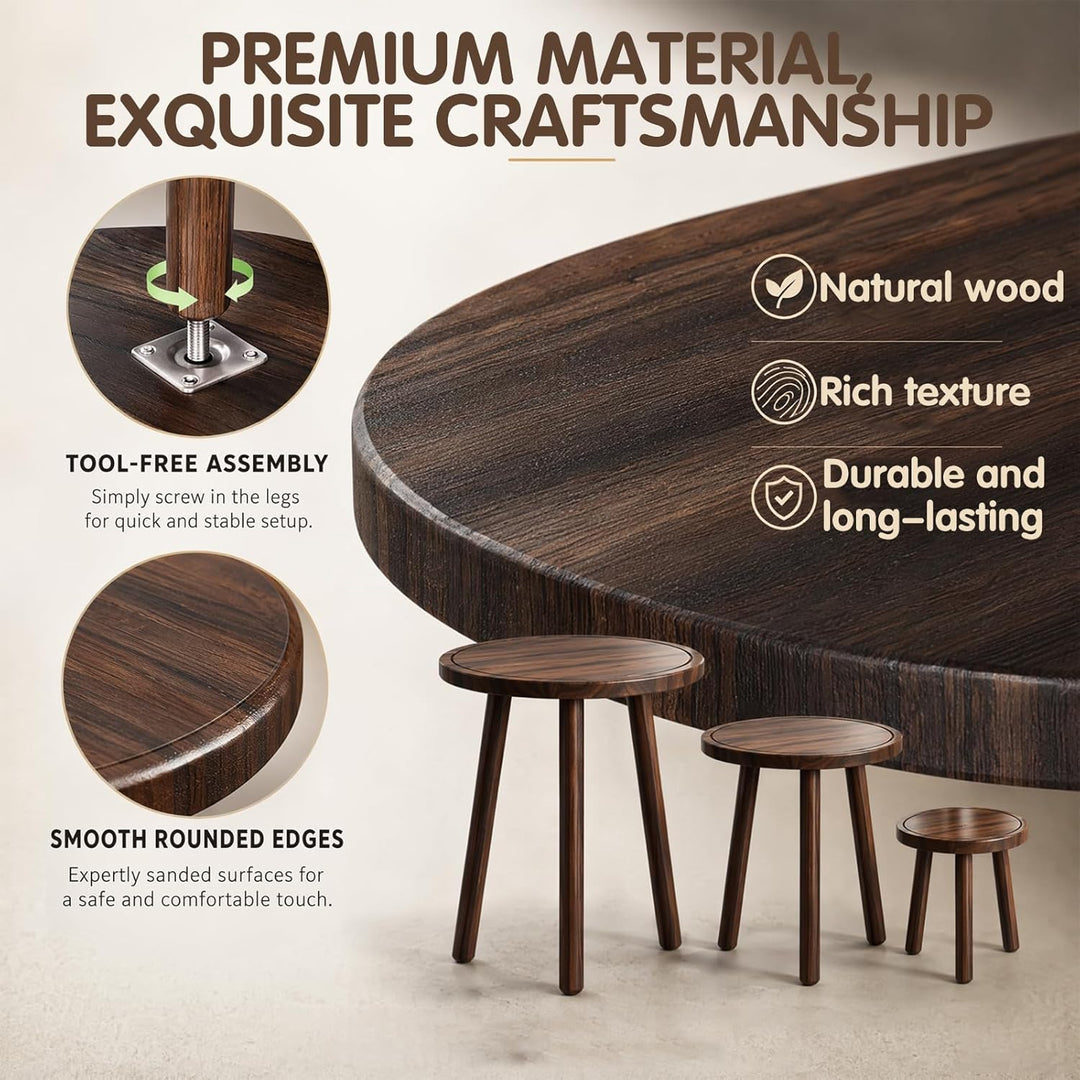 Blumenhocker Holz 3er-Set, Pflanzenständer aus Holz in 3 Grössen, 6"/8"/11" Höhe, Blumentisch, Dekor