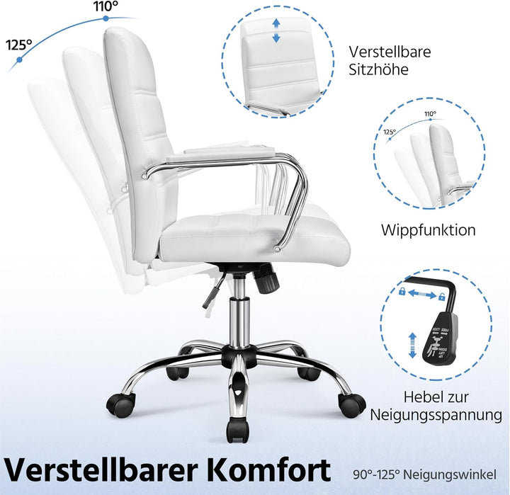 Yaheetech Bürostuhl ergonomischer Schreibtischstuhl, Drehstuhl mit Rollen, Bürohocker mit Armlehnen,