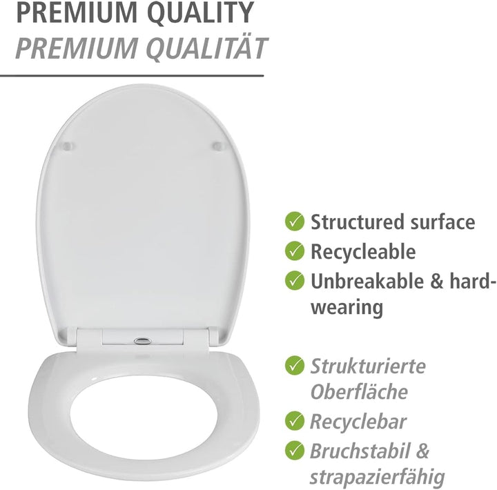 WENKO WC-Sitz Plumes mit Relief-Oberfläche, Toilettendeckel mit Absenkautomatik, aus bruchstabilem T