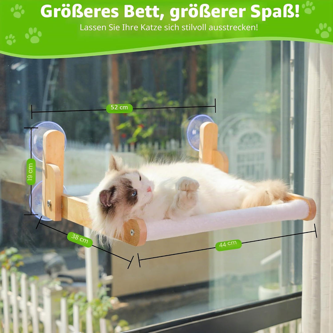 Katzenfensterstange mit Holzrahmen - Aloxina Faltbares Katzenhängemattenbett für Indoor-Katzen, weic