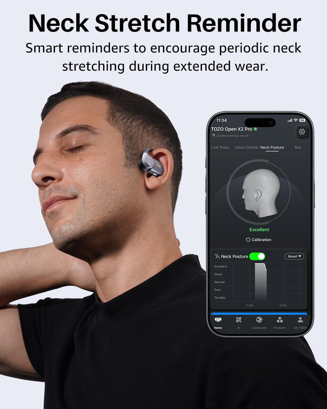 TOZO Open X2 Pro Open-Ear Kopfhörer (Titanschwarz, Sets A) | 15,4-mm Treiber, Gyro Spatial Audio, Du