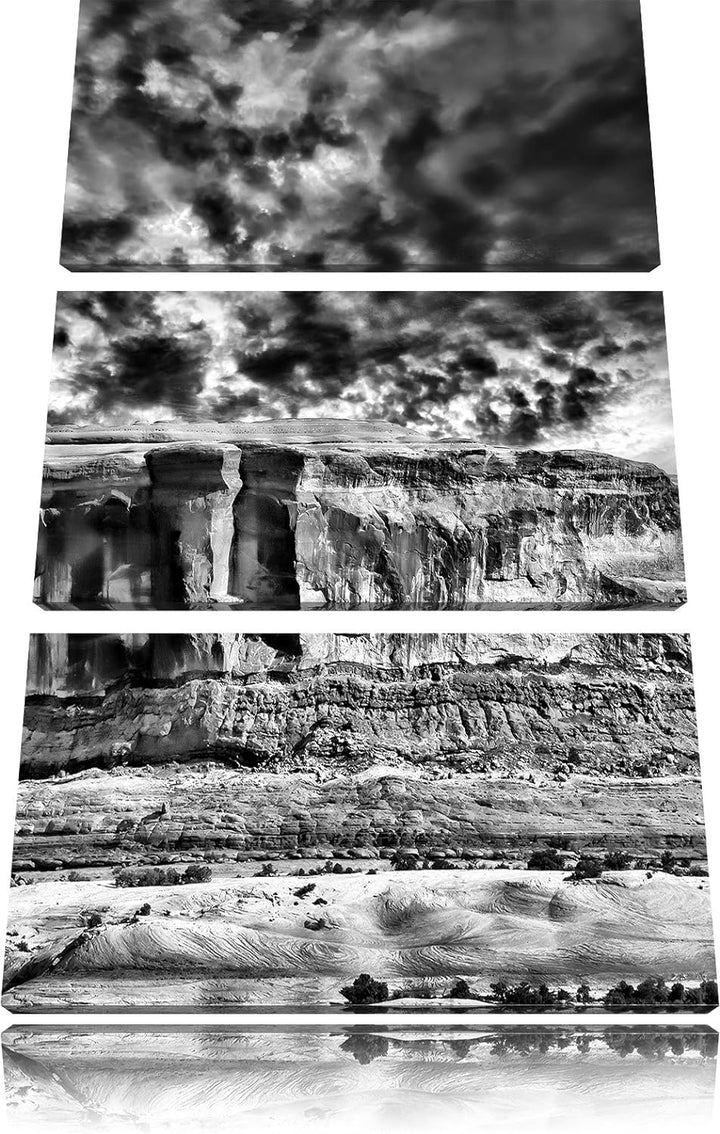Pixxprint Monocrome, Mächtiges Monument Valley USA 3-Teiler Leinwandbild 120x80 Bild auf Leinwand