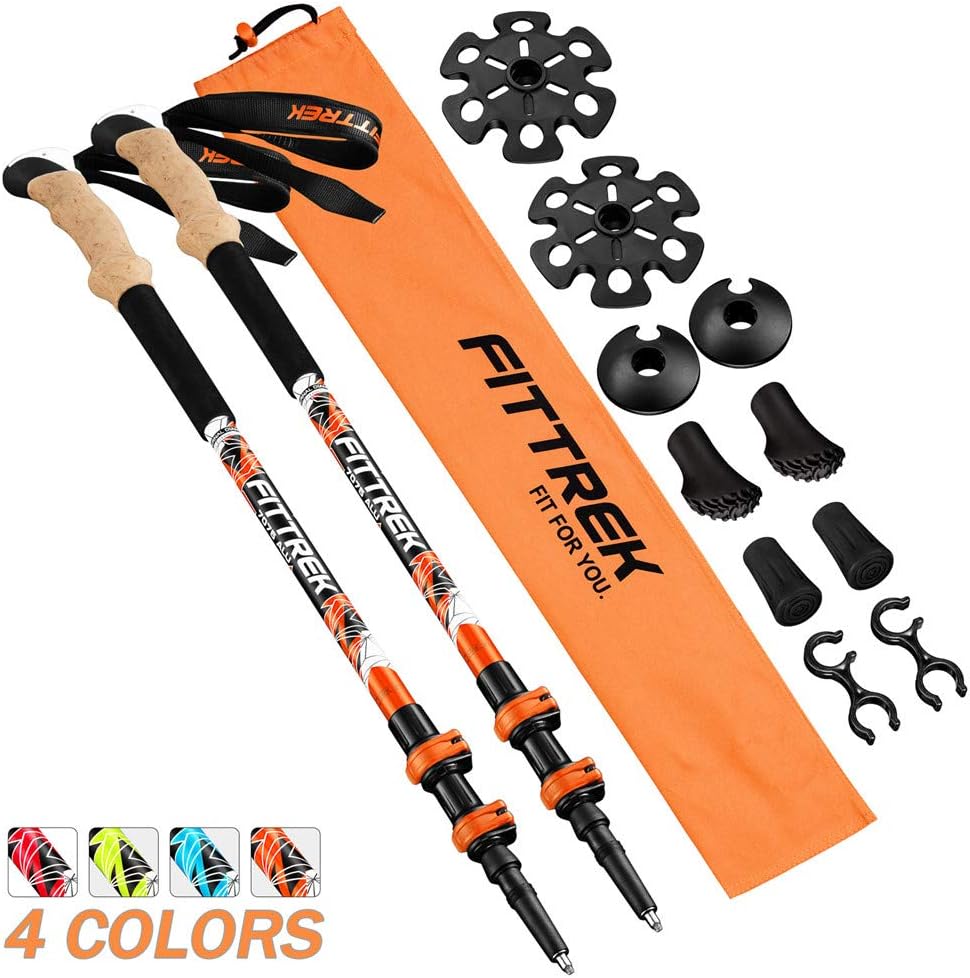 FitTrek Wanderstöcke - Trekkingstöcke Kork - Walking Stöcke Teleskop - Nordic Walking Stock Verstell