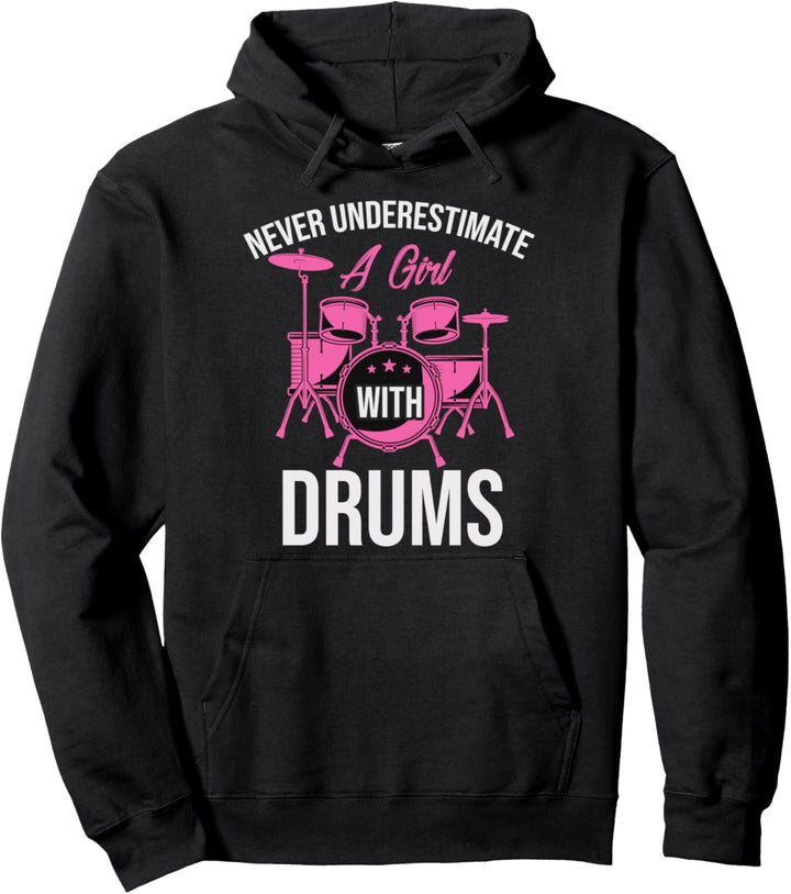 Drummer Rock Band Musik Lustiges Schlagzeug Mädchen Pullover Hoodie