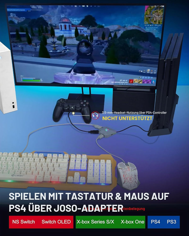 Joso Tastatur- und Mausadapter für Nintendo Switch (1. Generation & OLED), Tastatur-Konverter für Xb
