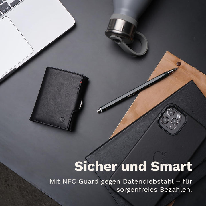 DONBOLSO NextGen BusinessLine, Slim Wallet, Leder mit Münzfach I Geldbeutel mit RFID Schutz I Karten